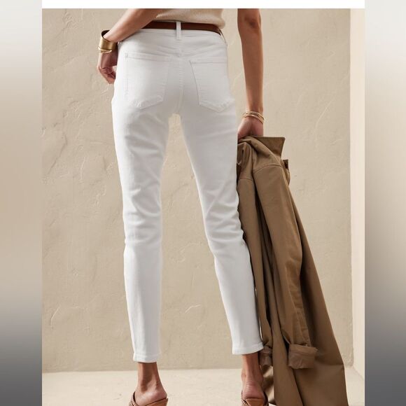 BANANA REPUBLIC Mid-Rise Skinny Jean, White, Size 27/4 Petite - Picture 3 of 11